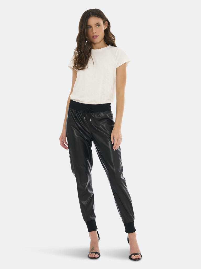 Jen Faux Leather Jogger - Black | Verishop