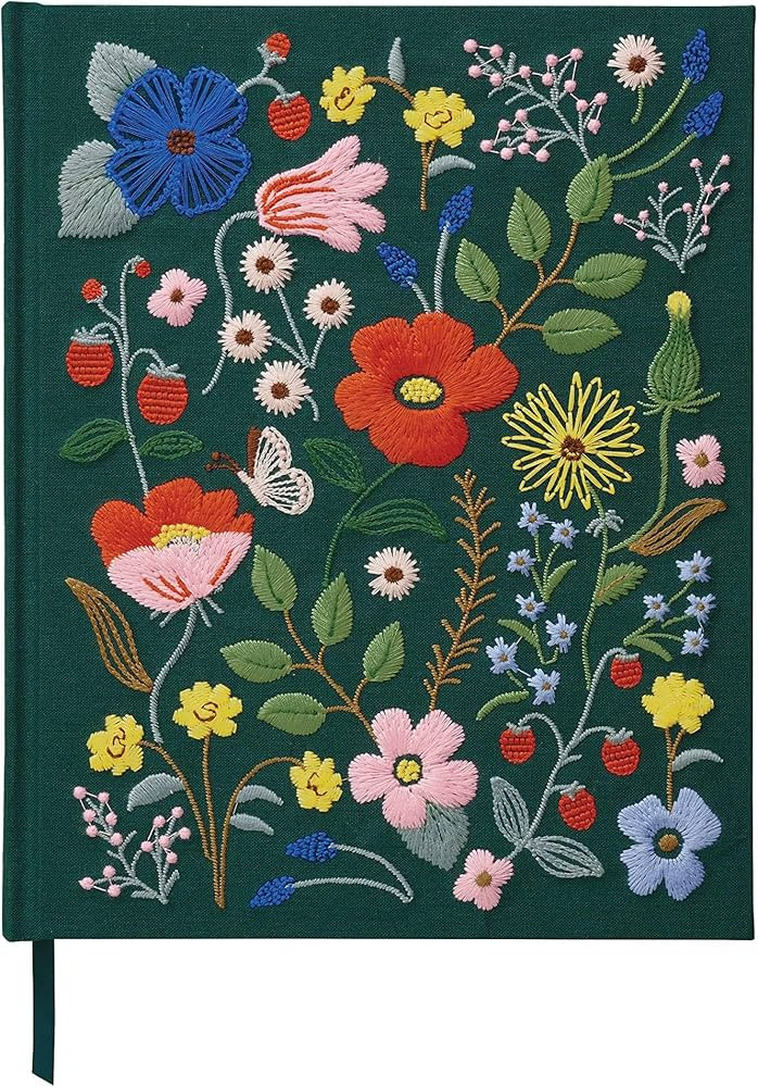 RIFLE PAPER CO. Strawberry Fields Embroidered Sketchbook - 108 Blank Pages for Sketching, Dark Gr... | Amazon (US)
