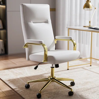 Leather Executive Office Chair, High Back Desk Chair with arms and wheels | Wayfair North America