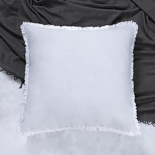 White Euro Sham Covers Tassel White European Sham 26x26 Set of 2 Boho Fringed Euro Pillowcases De... | Amazon (US)