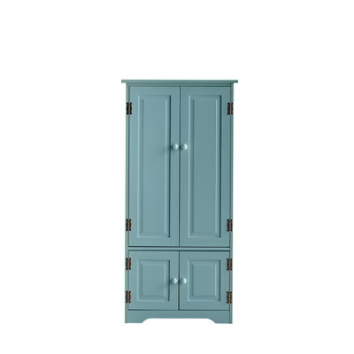 Buylateral Tall 4 Door Pantry Storage Cabinet Blue: Nautical Style, 4 Doors, 2 Shelves, MDF Wood | Target
