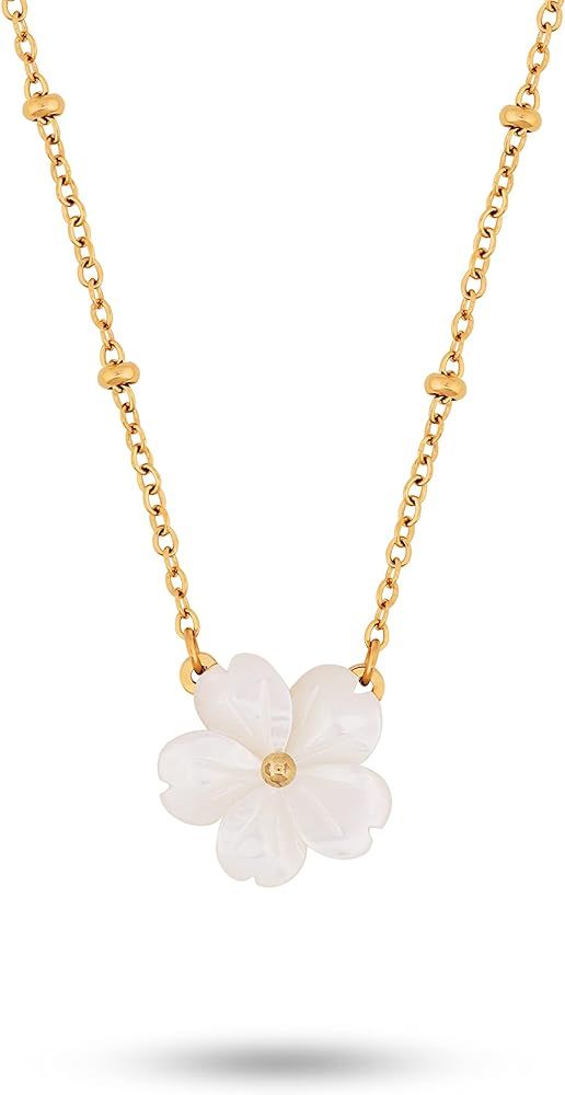 OJERRY Dainty Gold Flower Necklaces for Women, Kawaii Stainless Steel Necklace Jewelry | Amazon (US)