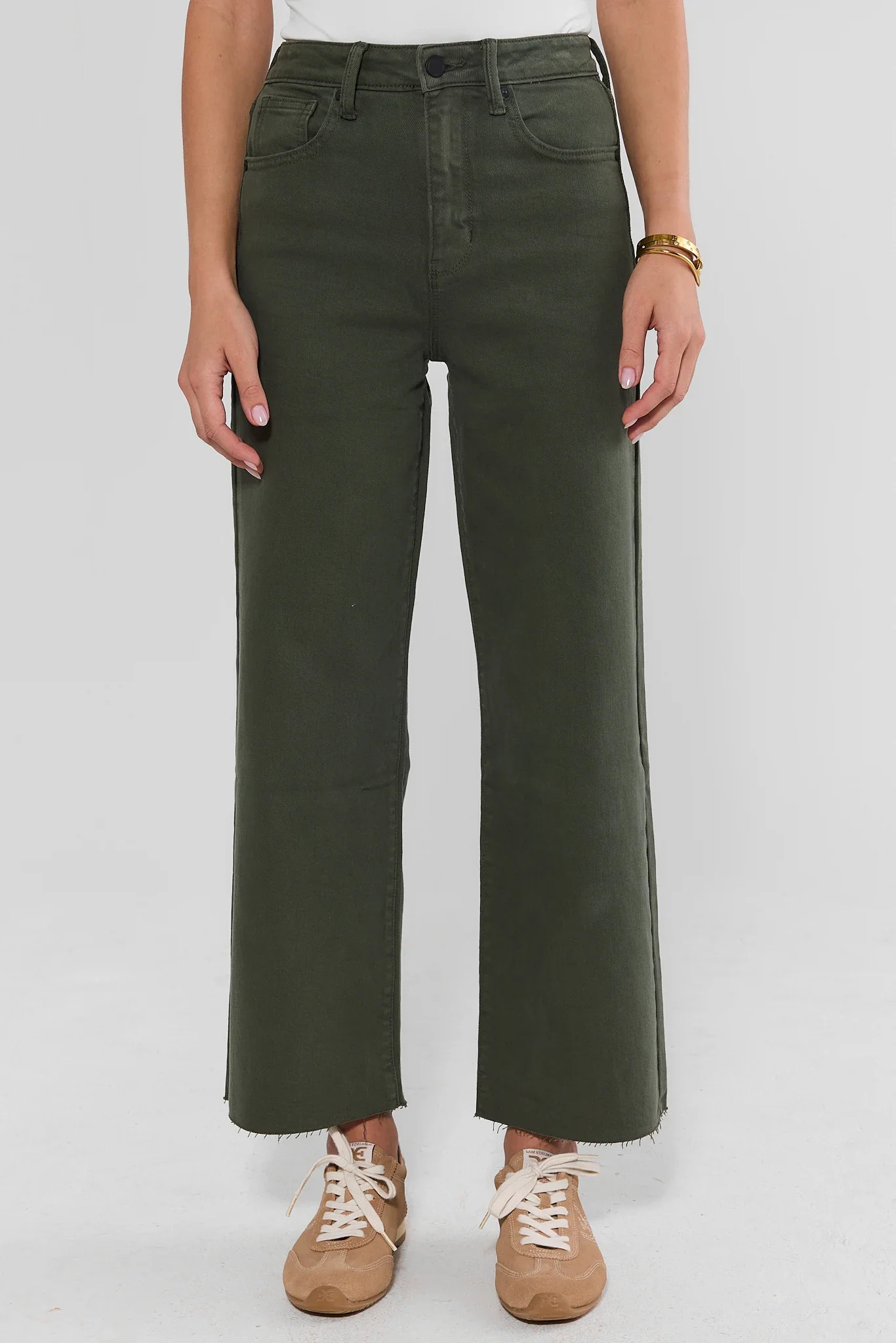 Kimberly Dark Olive Wide Leg Jeans | Avara