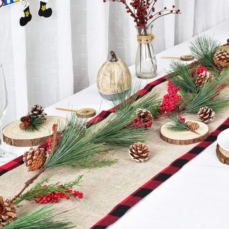 Coolmade Christmas Tree Garland Unlit Pine Cones and Berries Winter Foliage Christmas Twig Garlan... | Walmart (US)