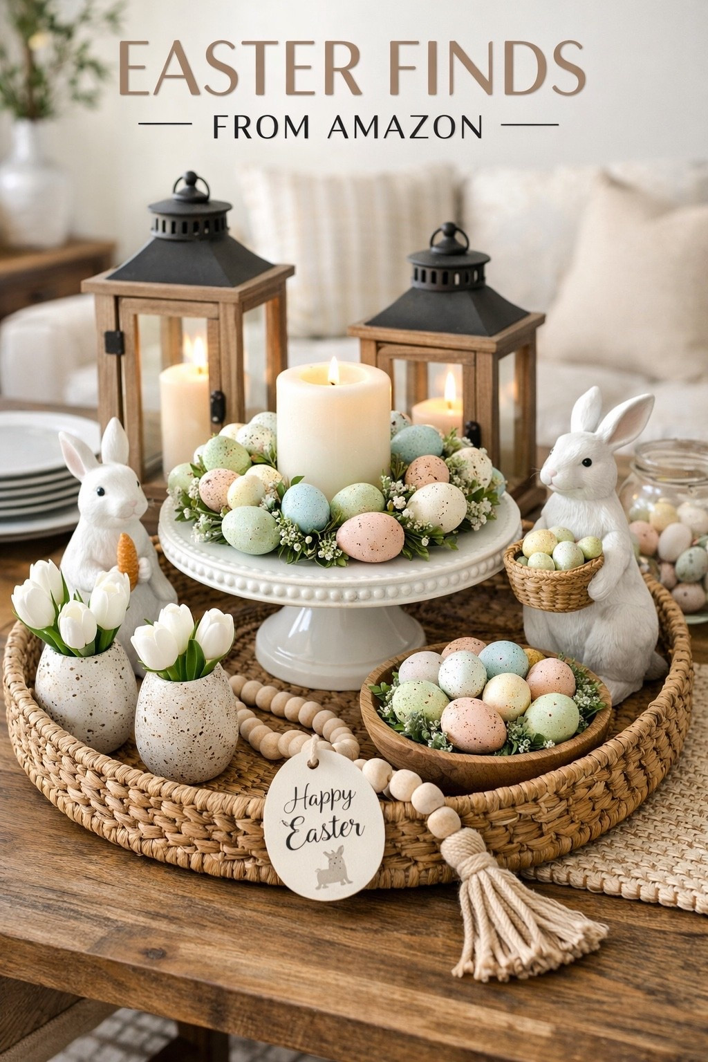 Easter centerpiece ideas using Amazon finds to create a neutral spring tablescape that works for dining tables, coffee tables, or entryway styling. This simple Easter decor combines soft pastels, bunny accents, and candle layers for an elevated yet affordable seasonal look. All items are linked for easy Easter decorating and entertaining.
#EasterDecor
#EasterCenterpiece
#SpringHomeDecor


#LTKSeasonal #LTKHome #LTKSpringSale