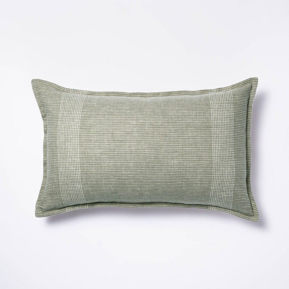 Oversized Linen Striped Lumbar Throw Pillow Green - Threshold designed with Studio McGee | Target