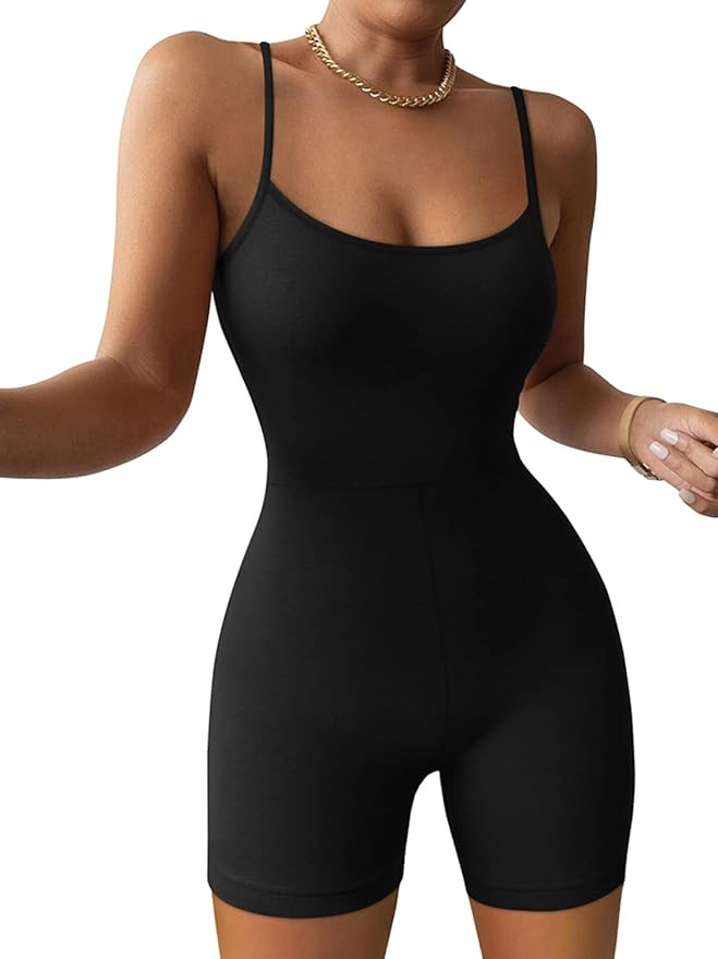 GOKATOSAU Women's Sexy Bodycon Casual Spaghetti Strap Party Rompers Short Jumpsuit | Amazon (US)