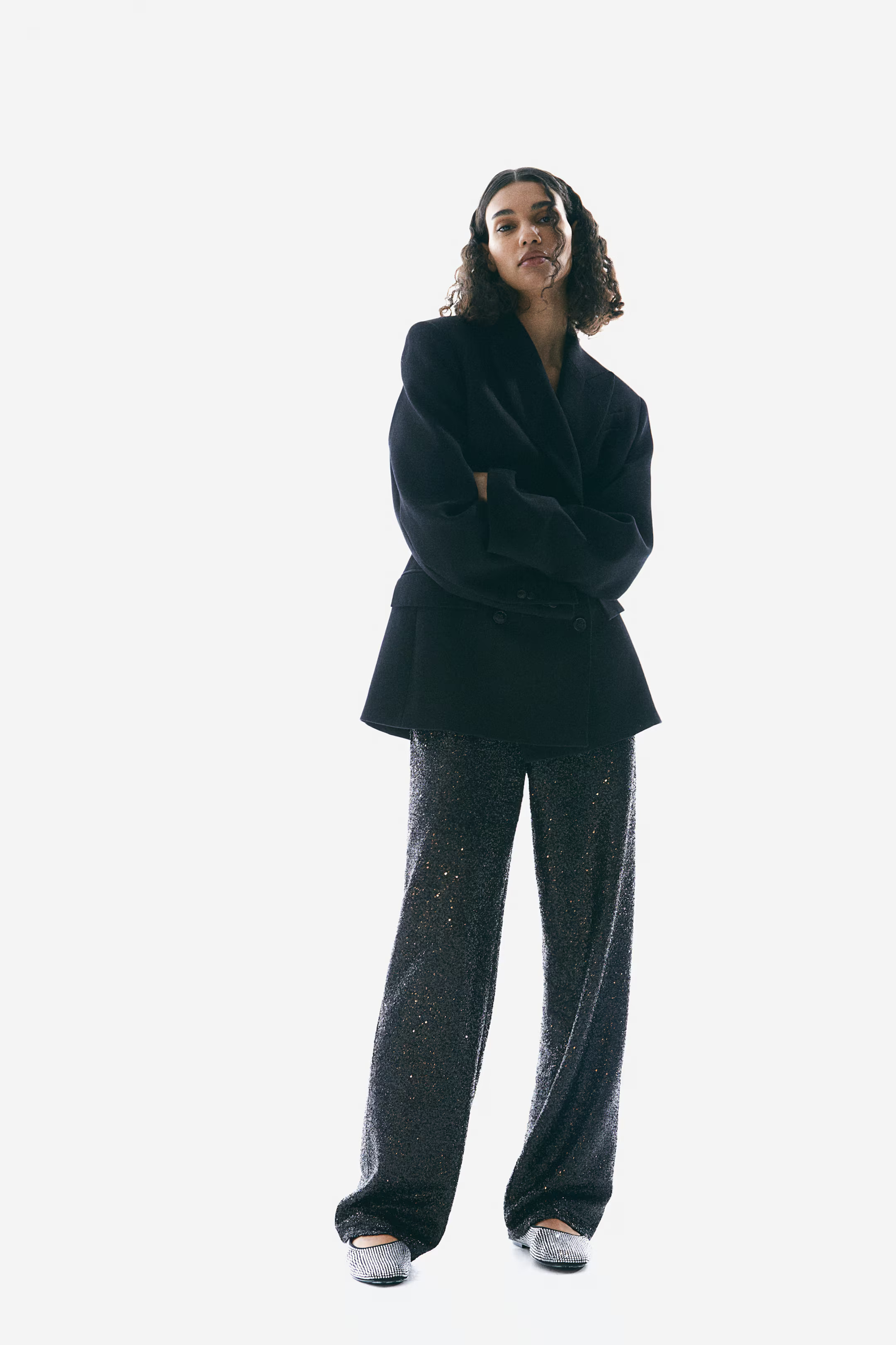 Straight-Leg Sequined Pants | H&M (US + CA)