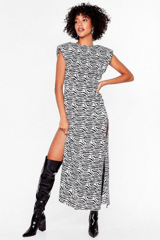 Zebra Print Low Back Midaxi Dress | Nasty Gal (US)