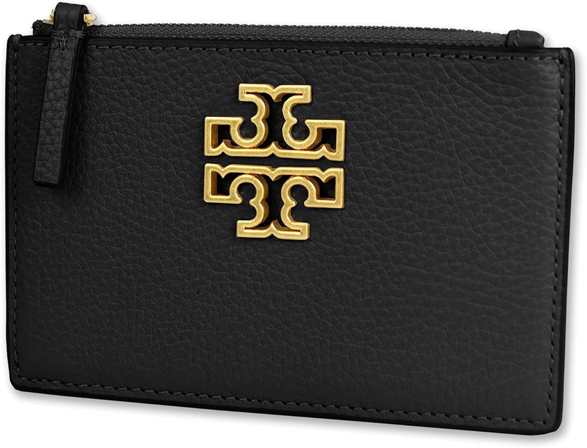 Tory Burch Womens 141006 Pebbled Leather Britten Zip Card Case Wallet, (001 Black) | Amazon (US)