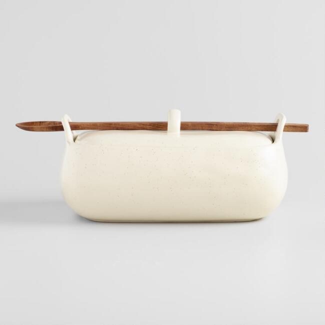 Speckled Covered Ceramic Baker with Spoon | World Market