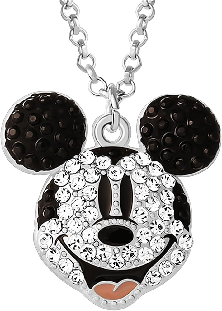 Disney Women’s Minnie and Mickey Mouse Pave Crystal Necklaces – Officially Licensed Jewelry, ... | Amazon (US)