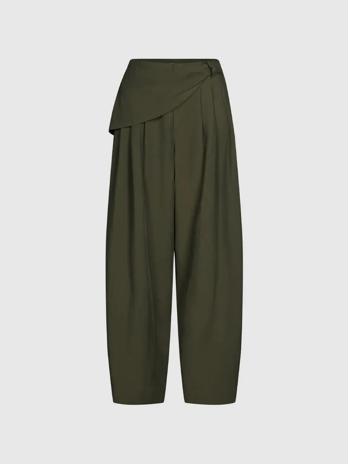 Draped Overlay Modal Olive Wide-leg Pants | Urban Revivo
