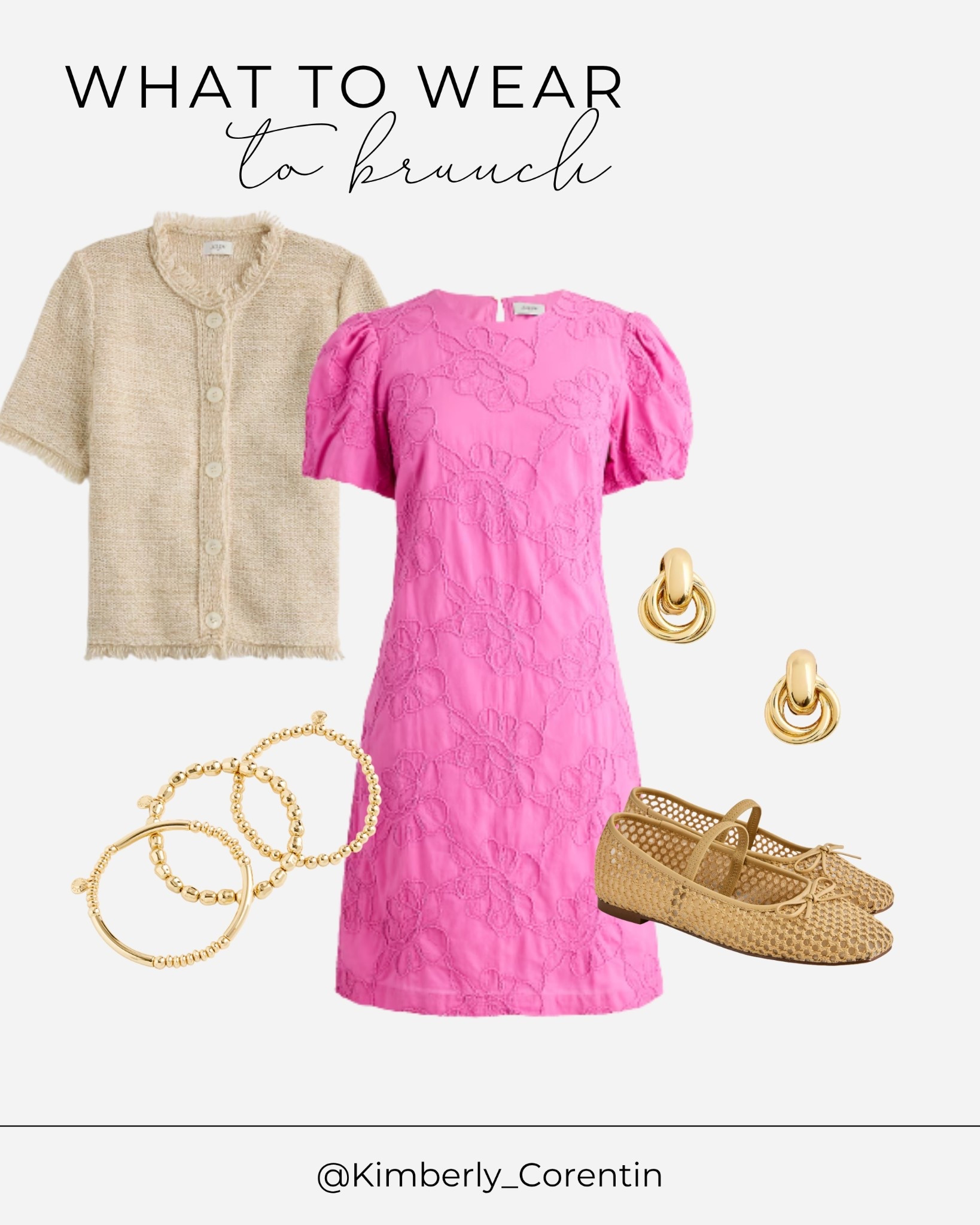 What to wear to brunch 🥂 Pink floral dress with puff sleeves, fringe cardigan, woven ballet flats, and gold jewelry — the perfect spring brunch outfit idea! Feminine, dressy casual, and easy to recreate.

#whattowear #brunchoutfit #brunchoutfitideas #springbrunch #brunchlook #easterdress #springdress #floraldress #puffsleeves #balletflats #goldjewelry #goldearrings #goldbracelets #fringecardigan #feminineoutfit #dressycasual #springoutfitideas #brunchstyle #weekendoutfit #ladylikestyle

#LTKootd #LTKSaleAlert #LTKOver40