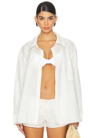 Low Rise Drawstring Short in Cream & Raspberry | Revolve Clothing (Global)