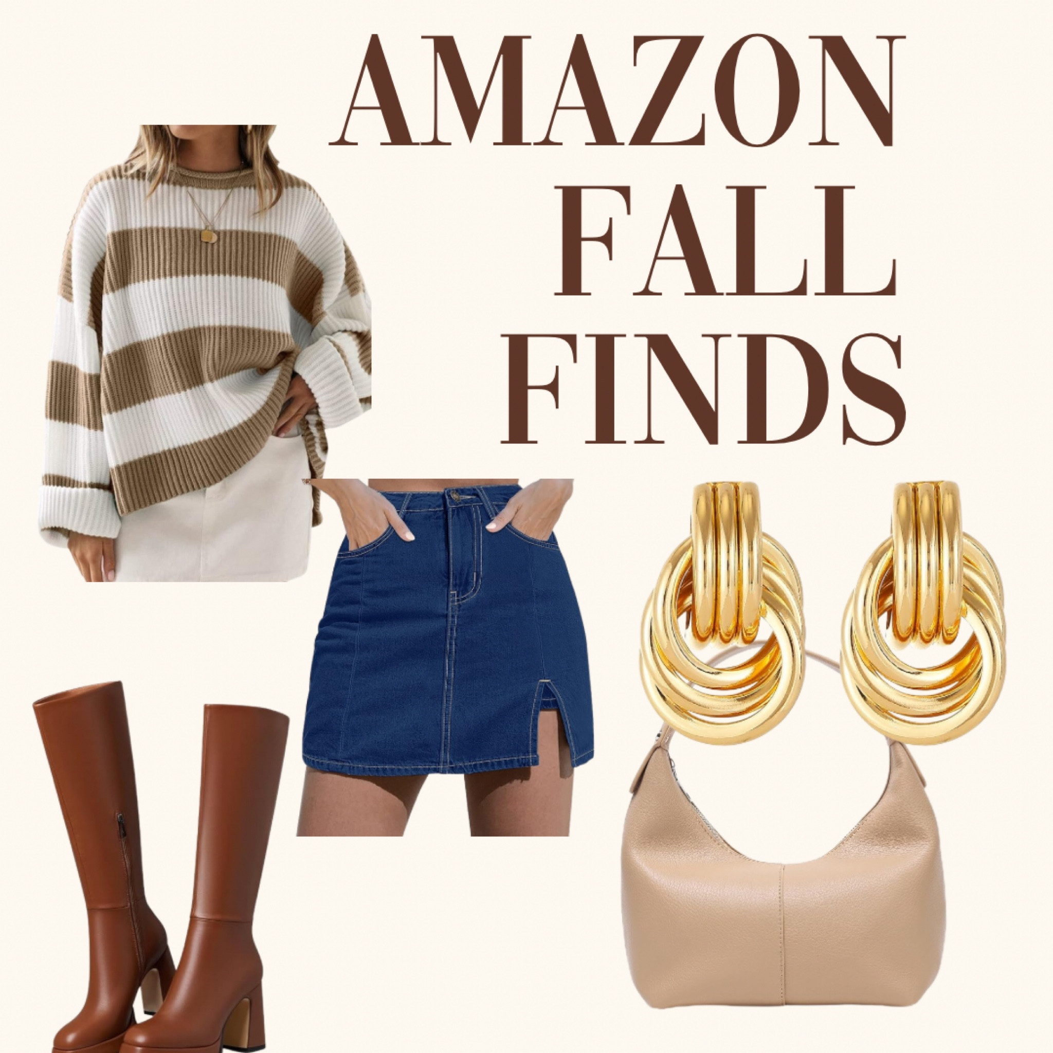 Amazon fall finds! 

#amazon #fall #jeanskirt #sweater #amazonfalloutfit #boots #skirt #bag #earrings #accessories 

#LTKFindsUnder50 #LTKStyleTip #LTKItBag