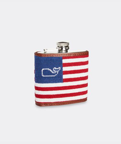 vineyard vines x Smathers & Branson Flag Whale Needlepoint Flask | vineyard vines