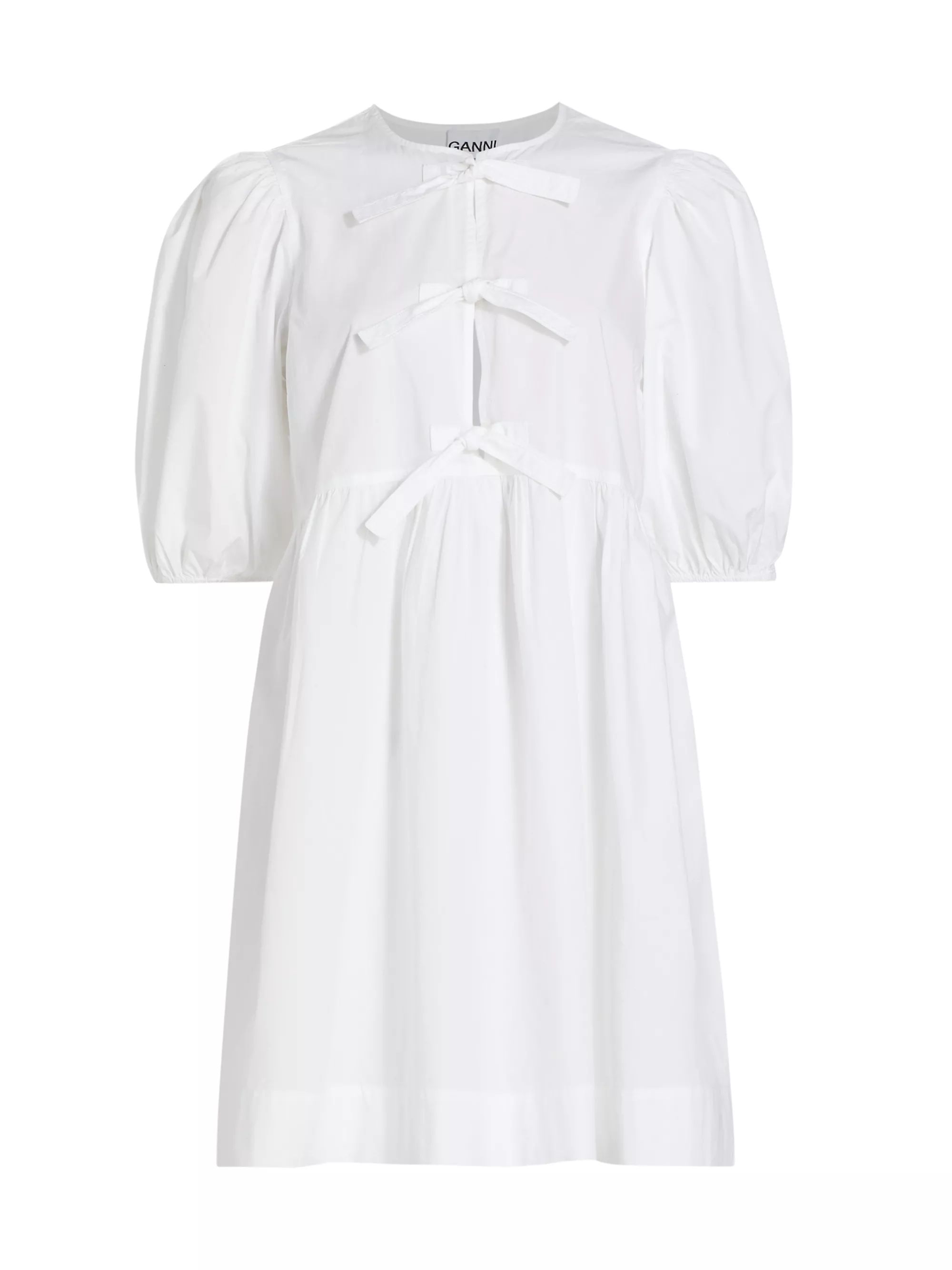 Poplin Bow Short-Sleeve Minidress | Saks Fifth Avenue