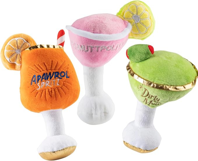 Haute Diggity Dog Cocktail Hour Plush Dog Toy, Cocktail Parody Chew Toys | Amazon (US)