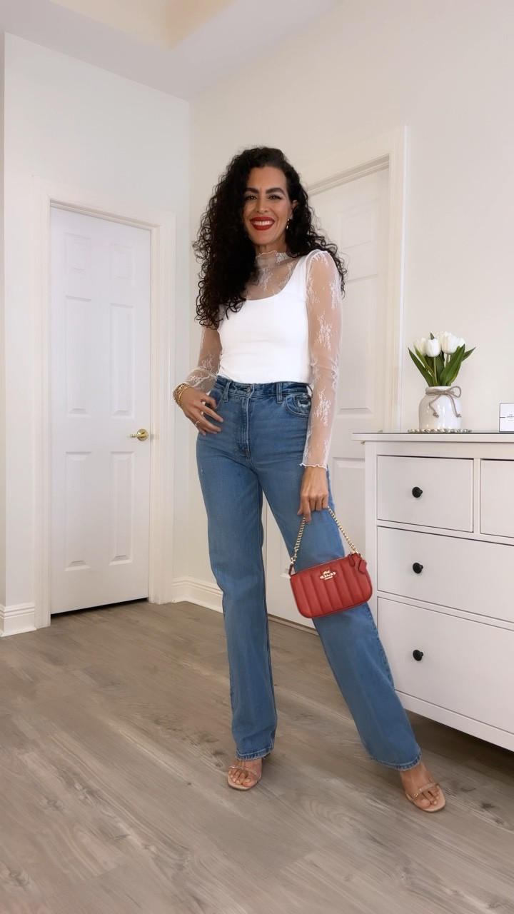 Jeans on sale in size 24L. Bodysuit and mesh top in size Small. Shoes are on sale. Adding a similar bag.
Lipstick color is feels so grand by Mac .

#LTKVideo #LTKsalealert #LTKbeauty