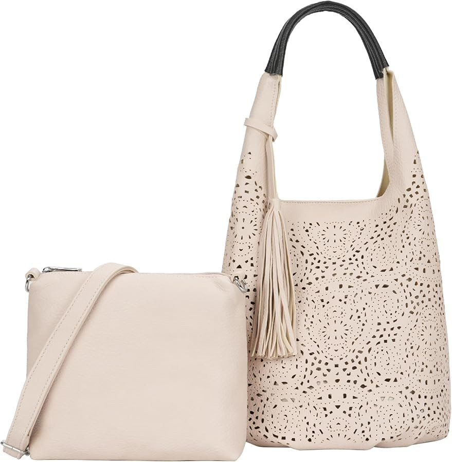 ALEX&MIA Hobo Bag for Women – Trendy Large Tote, Hollow Design, Crossbody & Shoulder Bag – Pe... | Amazon (US)