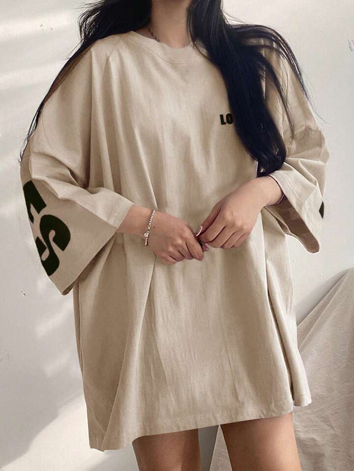 DAZY Letter Graphic Drop Shoulder Oversized Tee, Unisex | SHEIN