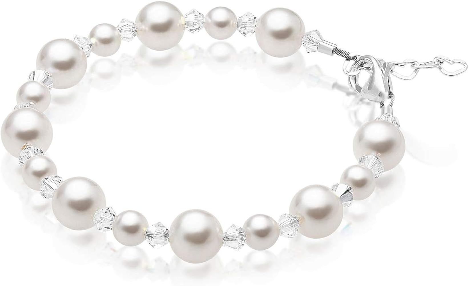 Baby Crystals Sterling Silver Charm Bracelets for Girls -Girls Jewelry with High end European White  | Amazon (US)