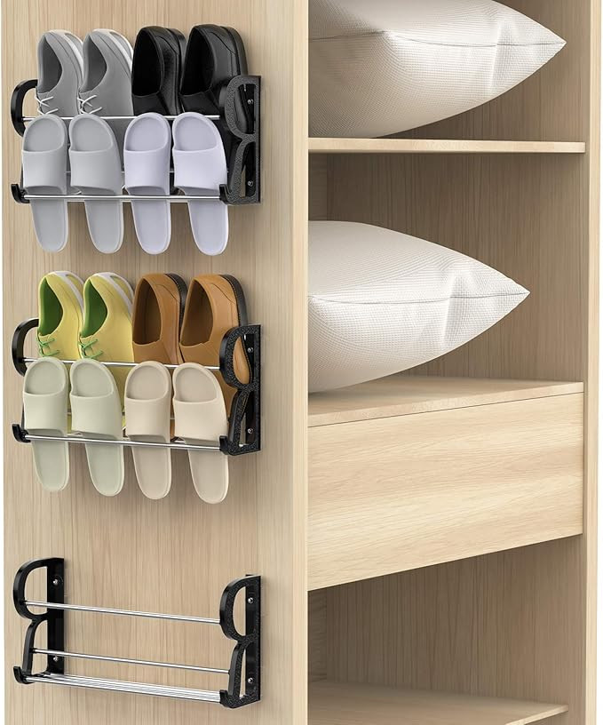 Yocice Wall Mounted Shoes Rack 3Pack/Can Store 6Pairs Sneakers and 6Pairs Slide Sandal,with Stick... | Amazon (US)