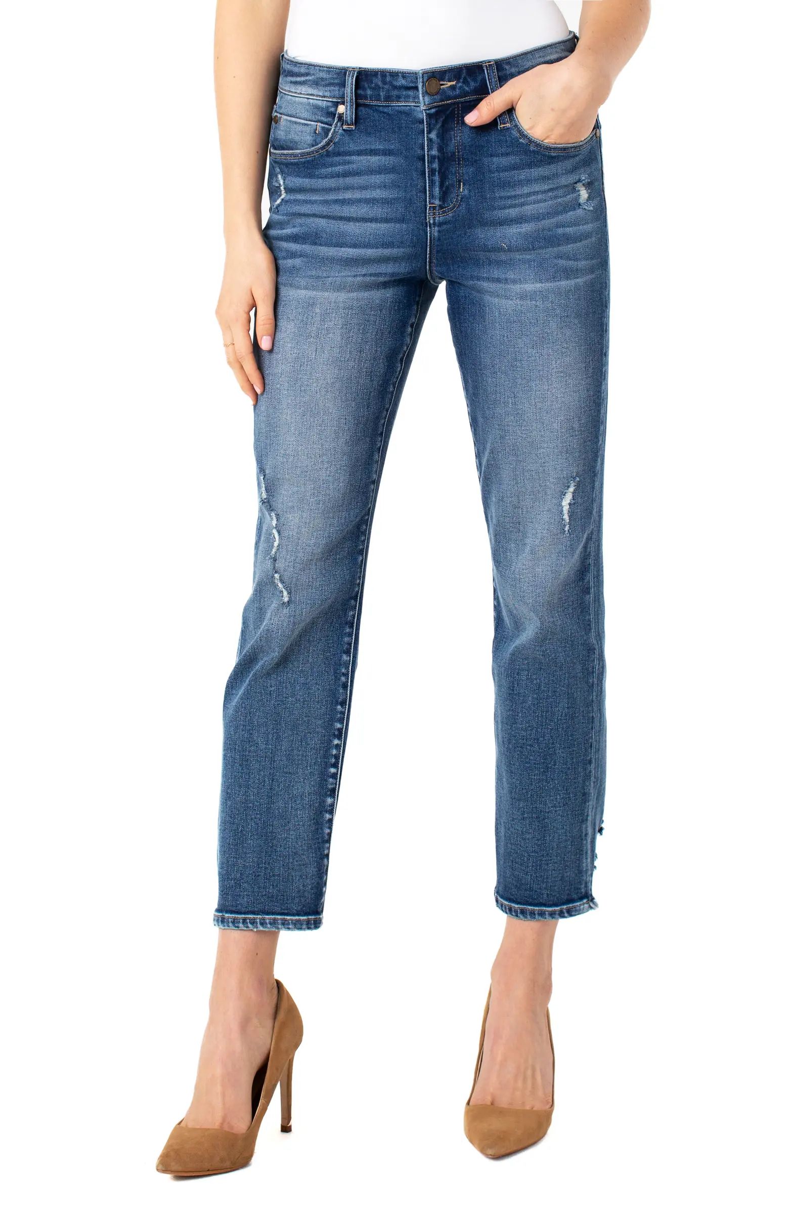 Liverpool Los Angeles Ripped Ankle Straight Leg Jeans | Nordstrom | Nordstrom