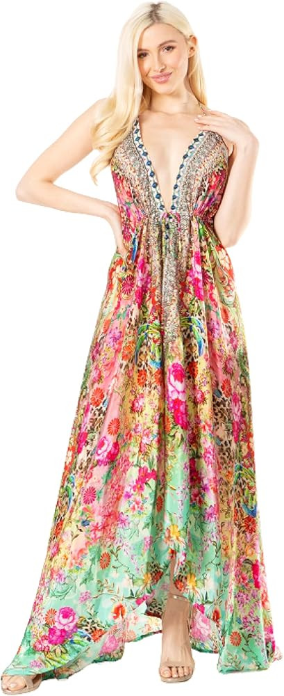 Sakkas Lizi 2 Women's Maxi High-Low Halter Handkerchief Dress Beach Party Vacation | Amazon (US)