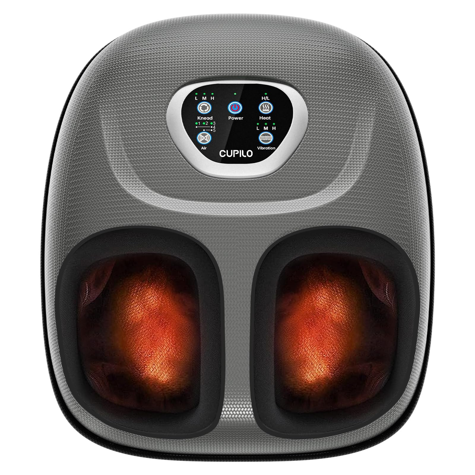 CuPiLo Foot Massager with Heat, FSA Eligible HSA Shiatsu Foot Massager Machine for Plantar Fasciitis, Adjustable Vibration & Pressure for Neuropathy Pain, Women Men Gifts, Fits Up to 12"(Gray) | Amazon (US)