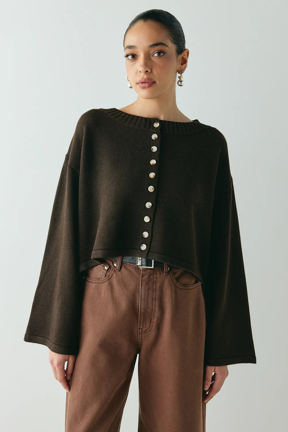 Tori Knit Cardigan Brown | VRG Grl