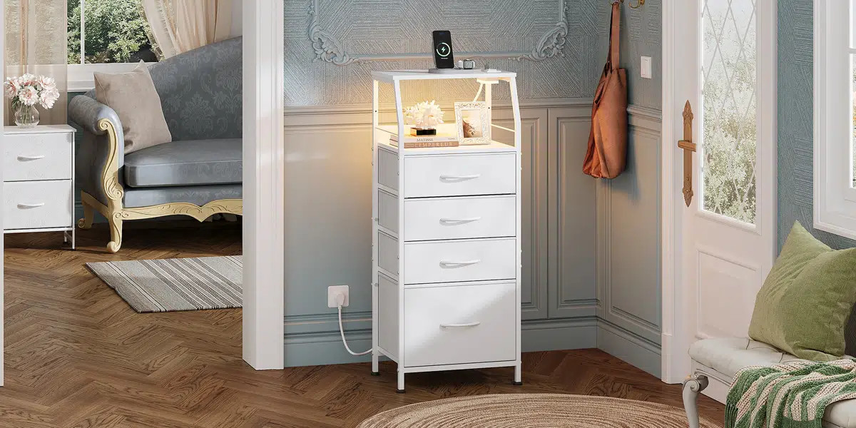 Wrought Studio™ 37"H 4 Drawer Dresser, Tall Nightstand With Charging Station And Led Light, Bed... | Wayfair North America