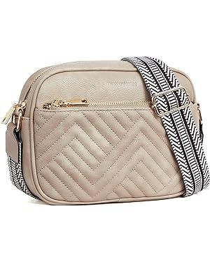 BOSTANTEN Quilted Crossbody Bags for Women Vegan Leather Purses Small Shoulder Handbags with Wide... | Amazon (US)