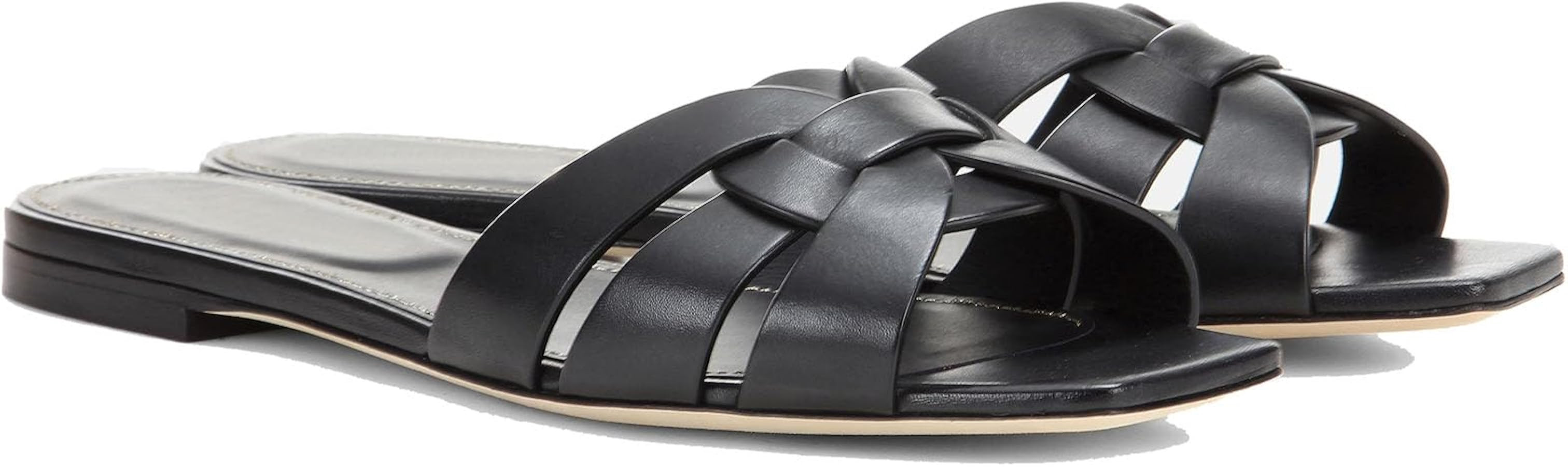 THESHY Women's Flat Sandals Square Toe Patent Leather Comfortable Slip on Slippers Casual Summer ... | Amazon (US)