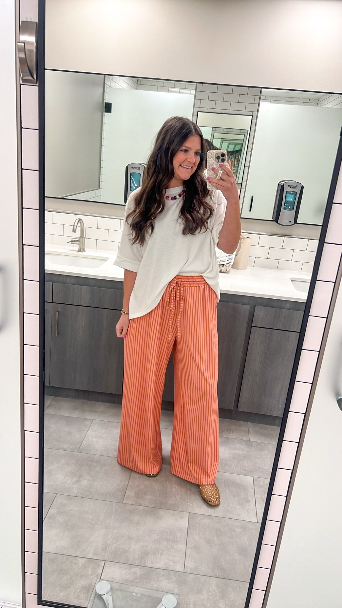 Medium (tts) in top & xl in bottoms (could have done large, but def size up one). Half size up in jelly shoes 

Mom work outfit / mom outfit / comfy outfit / comfy mom outfit / comfy work outfit / work pants / comfy pants / fun pants / flowy pants / summer pants / summer outfit / work outfit / office outfit / business casual / teacher outfit / SAHM outfit / comfy but cute outfit / beaded necklace / jelly shoes

#LTKootd #LTKmomlife #LTKWorkwear