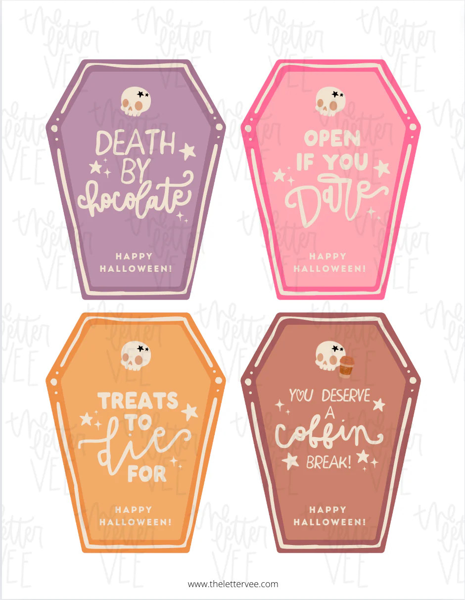 Halloween Coffin Tag | Printable tags | The Letter Vee