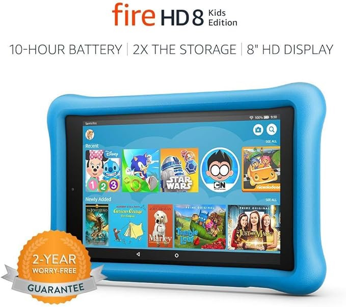 Fire HD 8 Kids Edition Tablet, 8" HD Display, 32 GB, Blue Kid-Proof Case | Amazon (US)