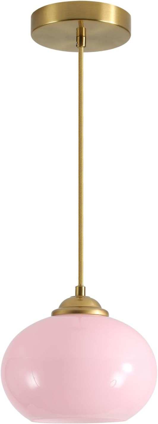 KCO Lighting Pink Globe Pendant Light Mid Century Modern Large Glass Pendant Lighting Brass Gold ... | Amazon (US)