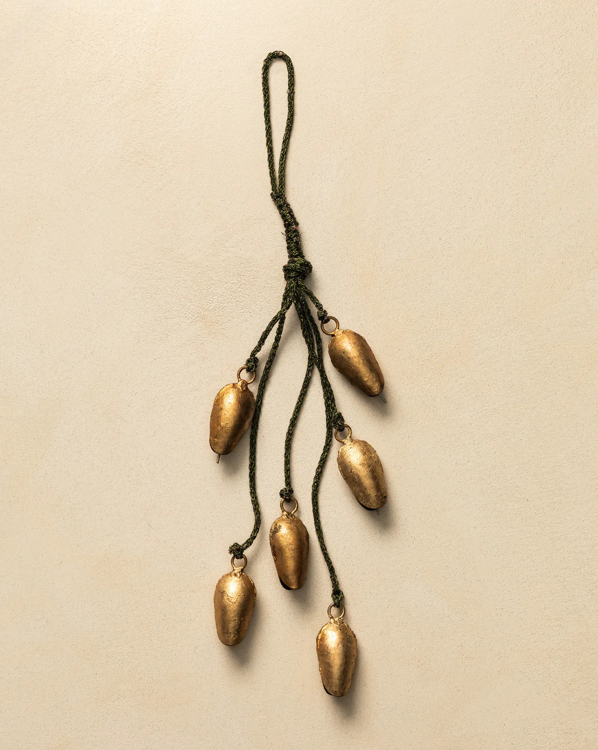 Antique Gold Hanging Bells on Green Rope | McGee & Co. (US)