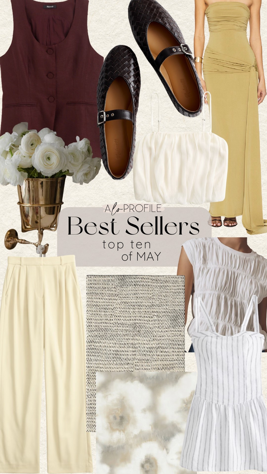 MAY BESTSELLERS ✨
1. Vest Top (size 2)
2. Mary Jane Flat (TTS)
3. Wall Vase *back in stock!*
4. Dress (size XS)
5. Trouser Pants (size 26)
6. Bubble Hem Top (size S)
7. Bubble Tee (size XS)
8. Wallpaper
9. Skort Dress (size S)
10. Family Room Rug