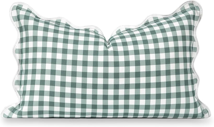 Hofdeco Premium Coastal Grandmillennial Scalloped Patio Indoor Outdoor Lumbar Pillow Cover Only, ... | Amazon (US)