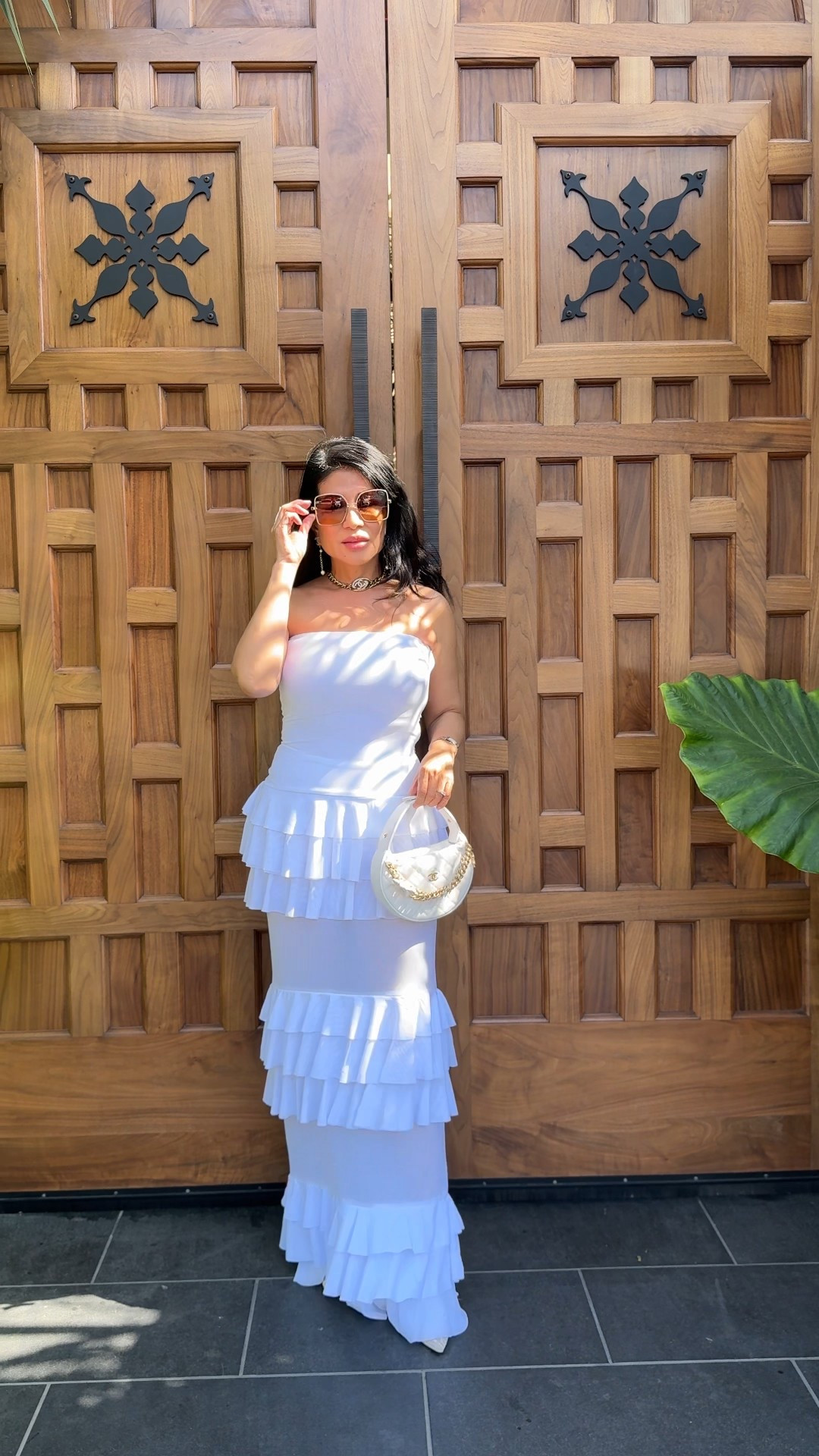 White Maxi Ruffled Dress #holidaydress#whitedress