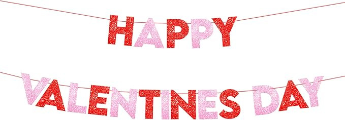 KatchOn, Glitter Happy Valentines Day Banner - 10 Feet, No DIY | Red and Pink Valentines Banner f... | Amazon (US)