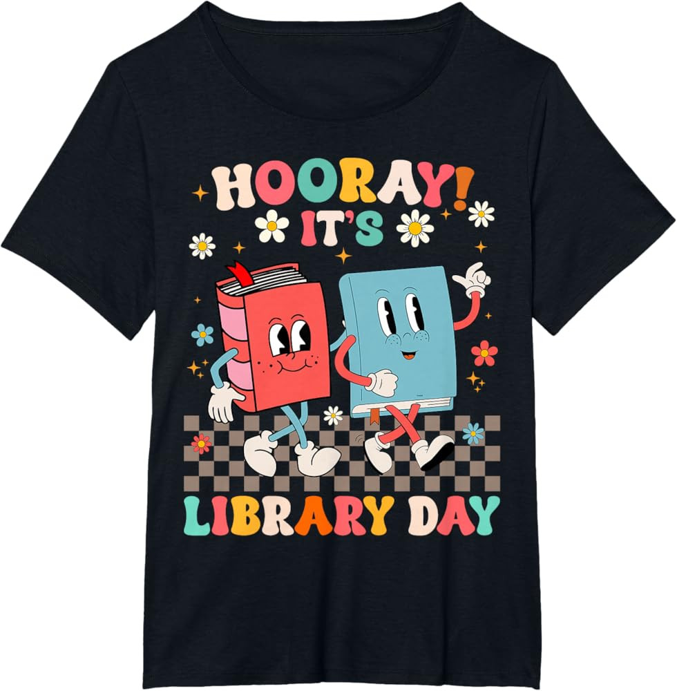 Reading Book Lover School Librarian Hooray It's Library Day T-Shirt | Amazon (US)