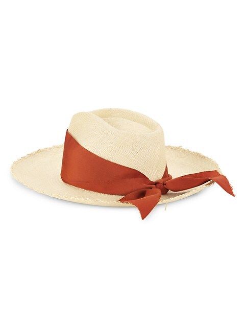 Mediterranean Pop Aguacate Long Brim Frayed Panama Hat | Saks Fifth Avenue