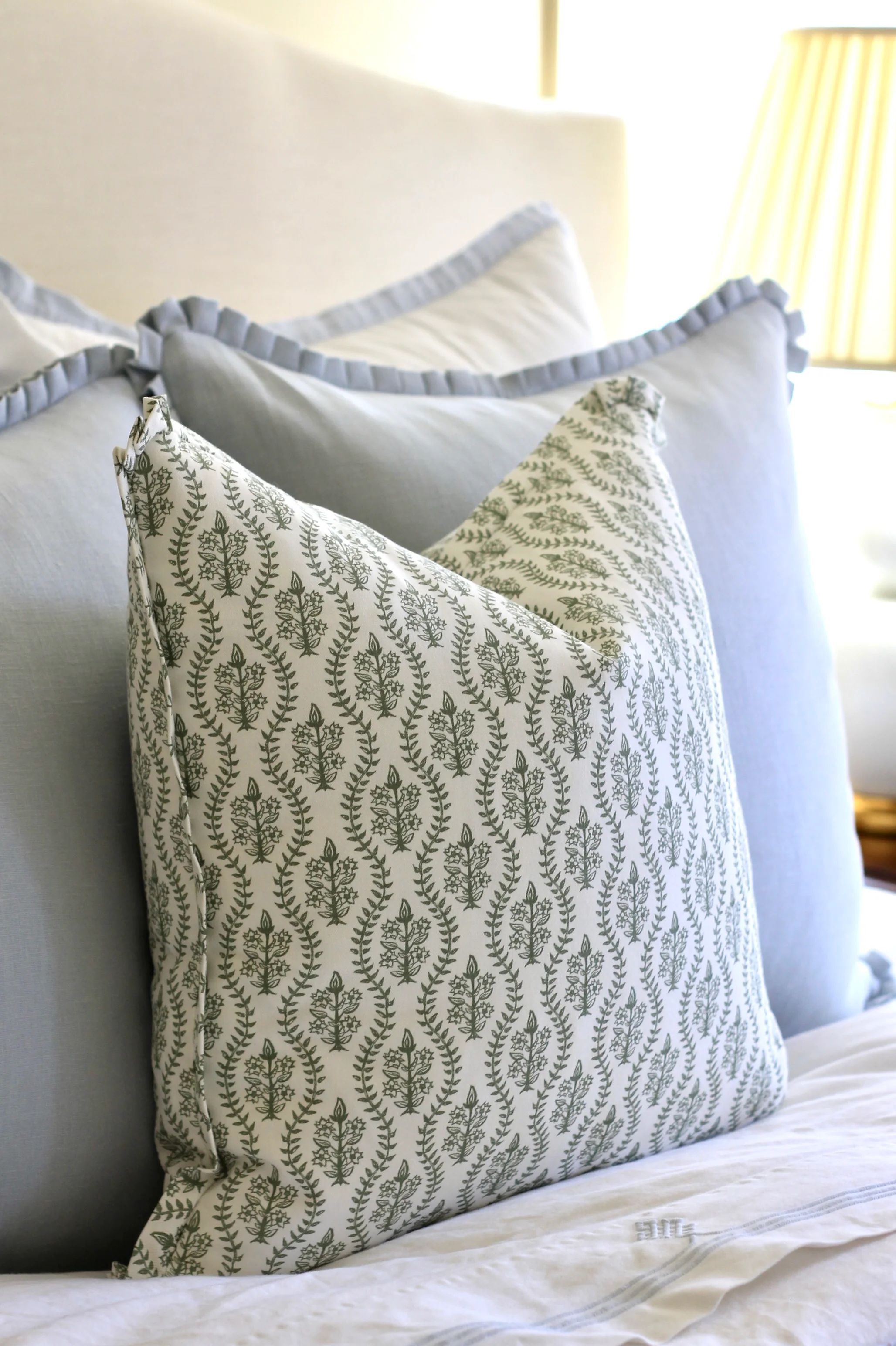 Scallop Dahlia in Spruce Pillow Cover with Same Fabric Flange | 3 sizes | JSH Home Essentials