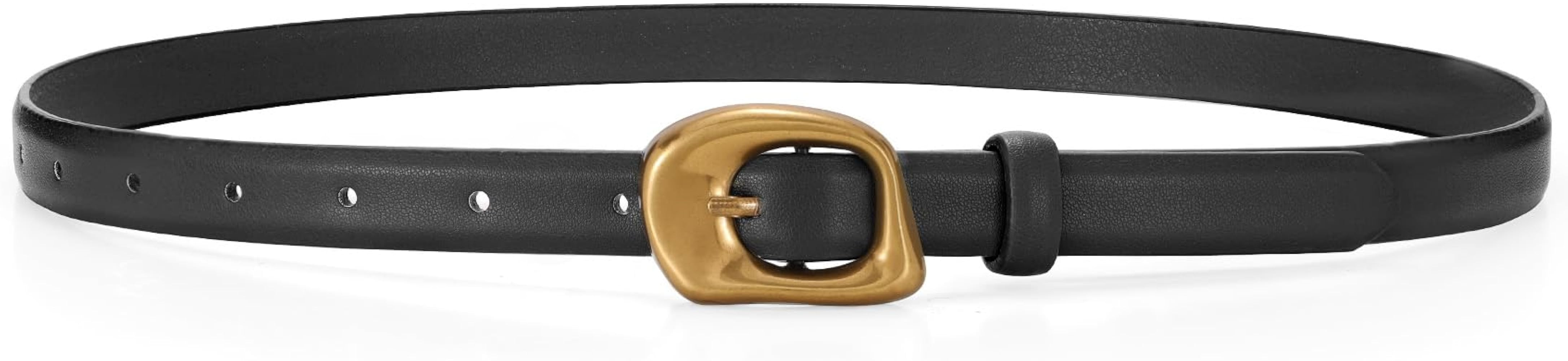 WHIPPY Skinny Women Leather Belt Ladies Thin Waist Belts for Dresses Jeans Pants | Amazon (US)
