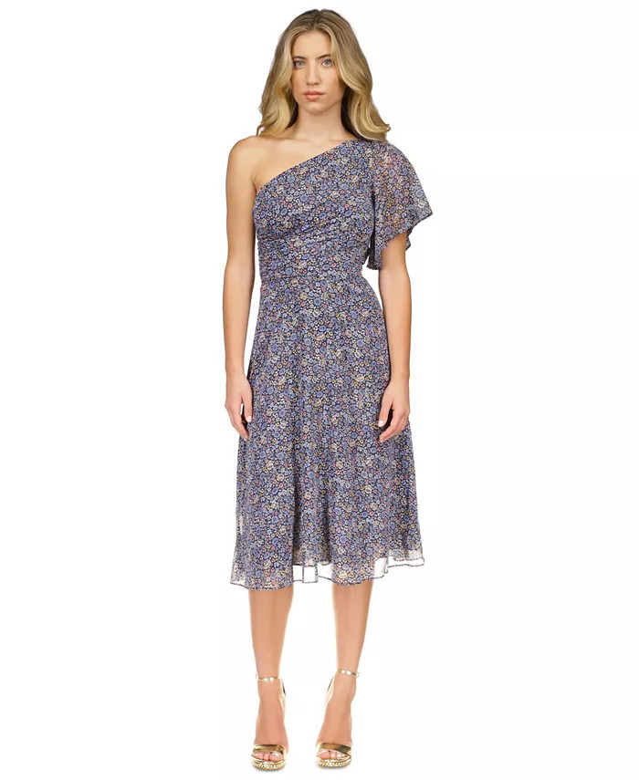Michael Kors Women's Floral-Print One-Shoulder Dress - Macy's | Macy's