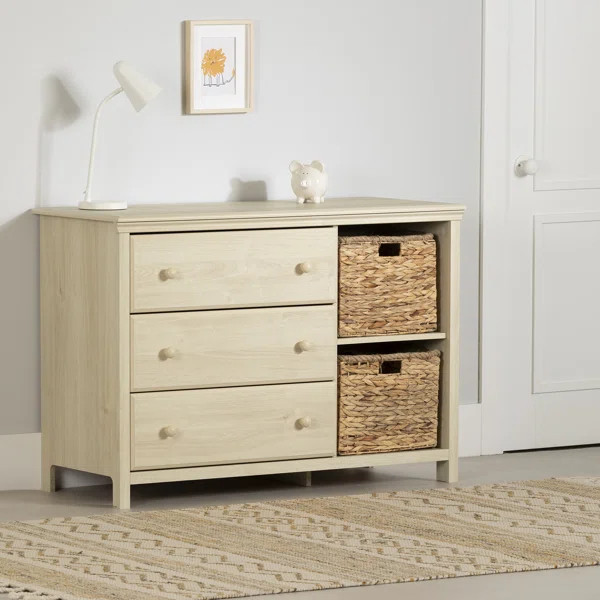 Cotton Candy 3-Drawer Dresser with Storage Baskets | Wayfair North America